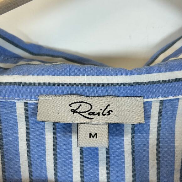 Rails Holly Long Sleeve Shirt Dress in Lucia Blue White Stripe Midi Cotton Sz M - Picture 6 of 9